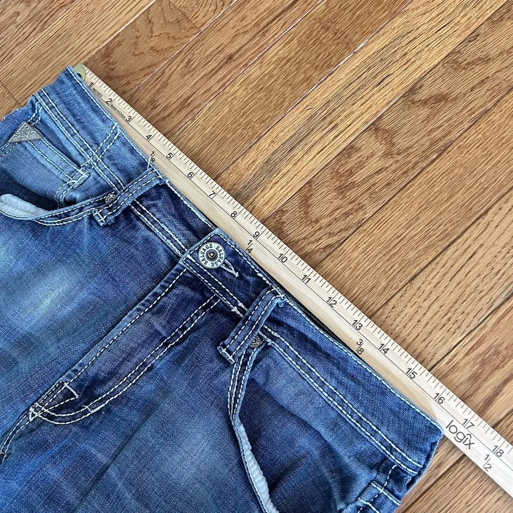 Salvage by Buckle Havoc Slim Straight Mens Jeans Size 34R Blue Distressed FLAWS‎
